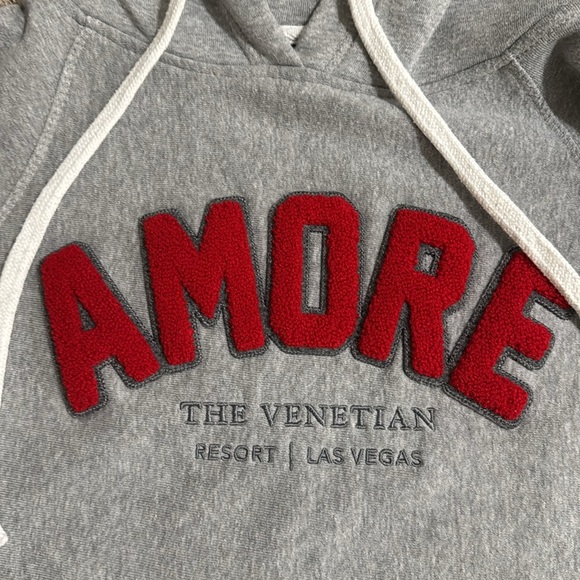 Gray Hoodie Dress with Red 'AMORE' Text - Picture 2 of 7